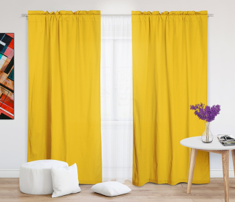 Шторы Стандарт желтые на кулиске с гребешком. Фото 1