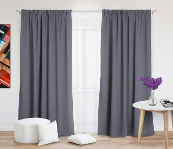 Шторы Премиум серые на тесьме. Фото 2