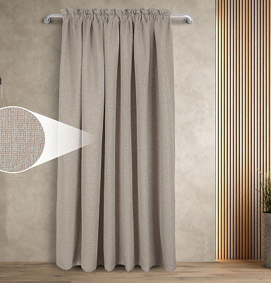 Штора Димаут Рогожка с креплением Кулиса с гребешком v08 блэкаут