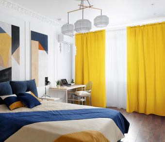 Шторы Стандарт желтые на кулиске с гребешком. Фото 2