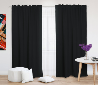 Шторы Премиум черные на кулиске с гребешком. Фото 2