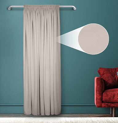Штора Велюр матовый с креплением Шторная тесьма v09