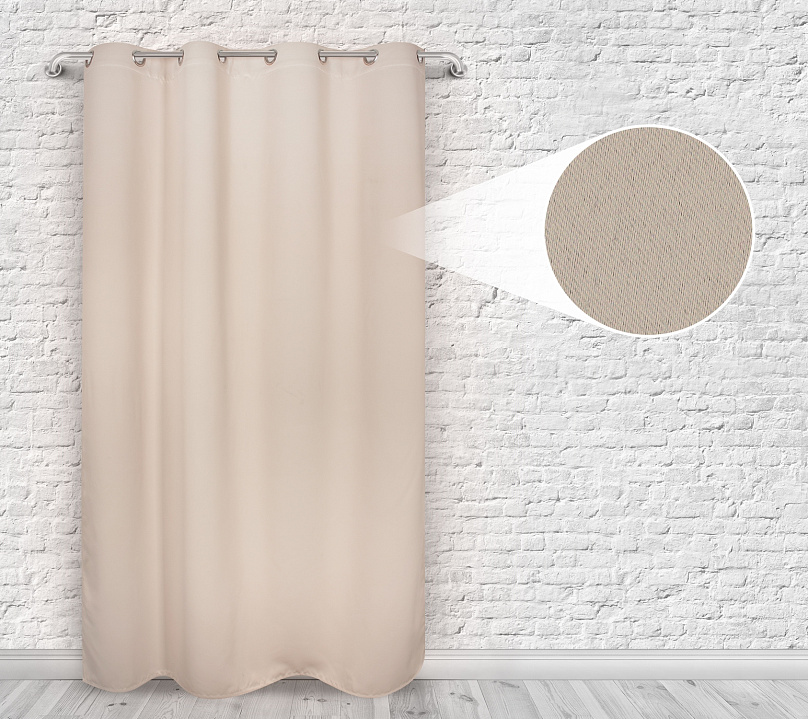 Шторы Премиум бежевые на люверсах. Фото 4