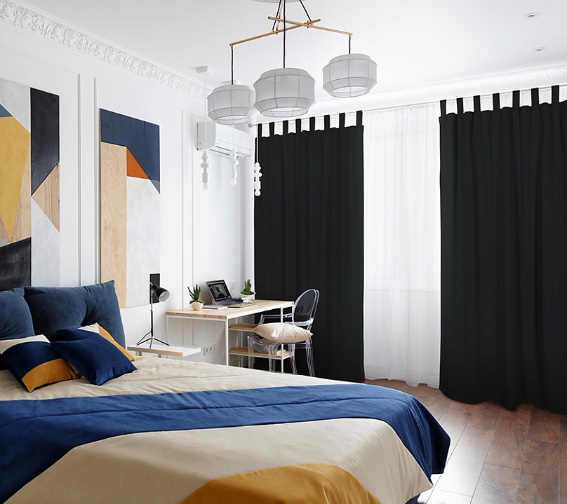 Шторы Премиум черные на петлях на липучках. Фото 1