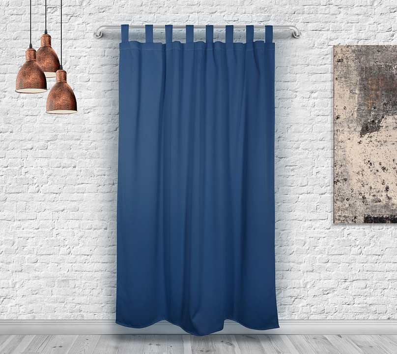 Шторы Премиум темно-синие на петлях на липучках. Фото 3