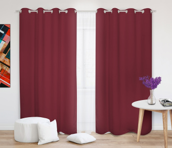 Шторы Премиум рубиновые на люверсах. Фото 2