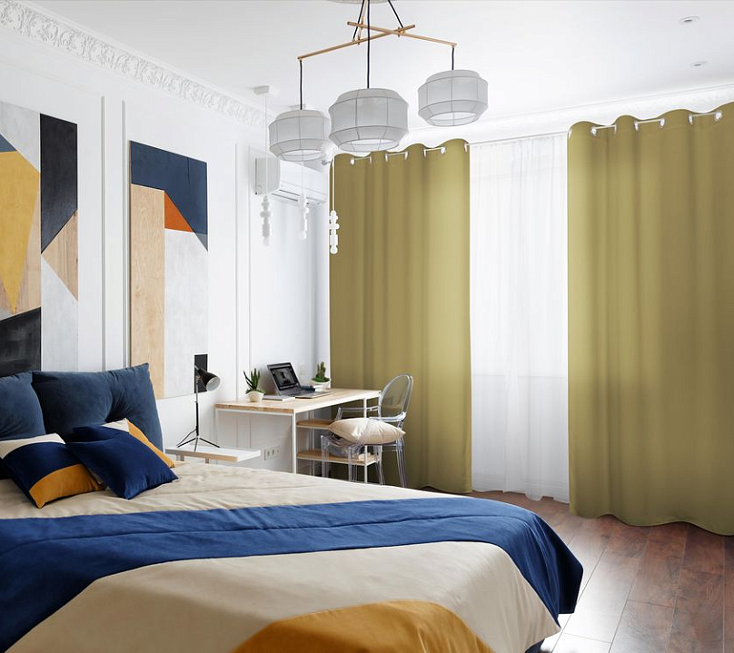 Шторы Эконом бежевые на люверсах. Фото 3