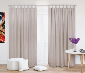 Шторы Премиум бежевые на петлях на липучках. Фото 2