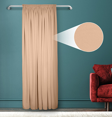 Штора Велюр матовый с креплением Шторная тесьма v03