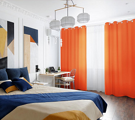 Шторы Стандарт оранжевые на люверсах в спальню и гостиную