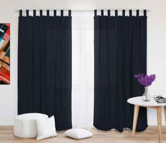 Шторы Стандарт темно-синие на петлях на липучках. Фото 1
