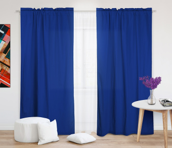 Шторы Стандарт синие на кулиске с гребешком. Фото 1