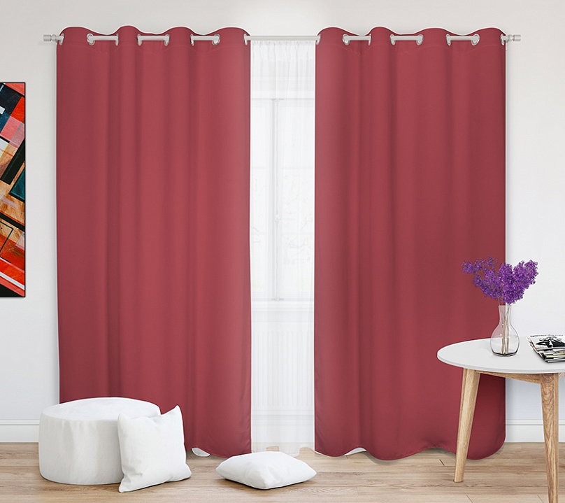 Шторы Премиум терракотовые на люверсах. Фото 2