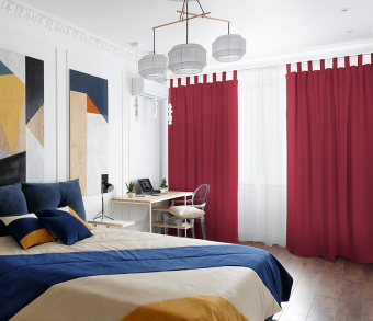 Шторы Премиум красные на петлях без липучек. Фото 1