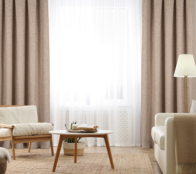 Штора Димаут Рогожка с креплением Люверсы v04. Фото 2