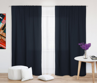 Шторы Стандарт темно-синие на кулиске. Фото 1