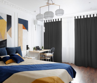 Шторы Стандарт темно-серые на петлях без липучек. Фото 2