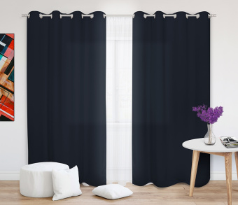 Шторы Стандарт темно-синие на люверсах. Фото 1