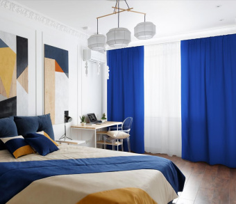 Шторы Стандарт синие на кулиске. Фото 2