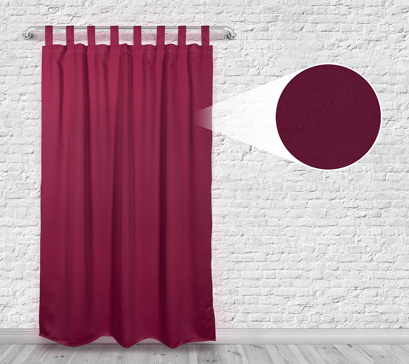 Шторы Премиум рубиновые на петлях без липучек. Фото 4