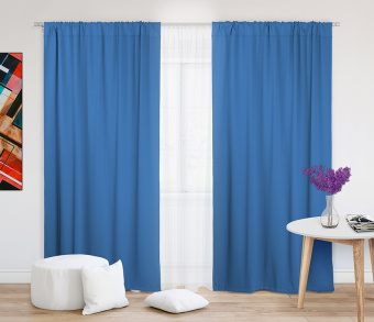 Шторы Премиум синие на кулиске. Фото 2
