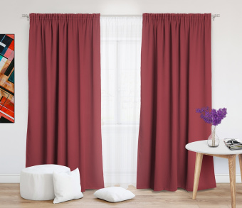 Шторы Премиум терракотовые на тесьме. Фото 2