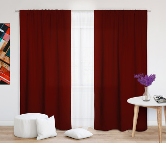 Шторы Эконом бордовые на кулиске. Фото 2