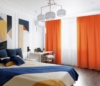 Шторы Эконом оранжевые на кулиске с гребешком. Фото 3