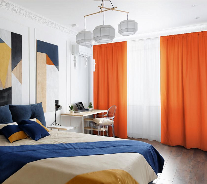 Шторы Эконом оранжевые на кулиске с гребешком. Фото 3