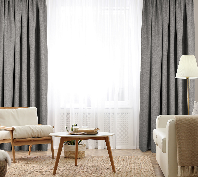 Штора Димаут Рогожка с креплением Петли v12. Фото 2