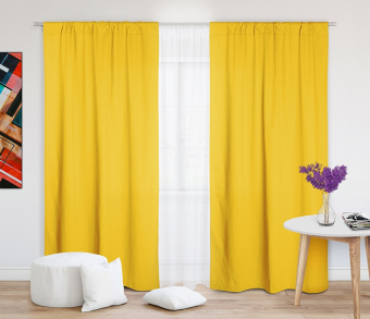 Шторы Стандарт желтые на кулиске. Фото 1