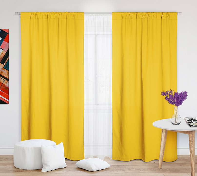 Шторы Стандарт желтые на кулиске. Фото 1