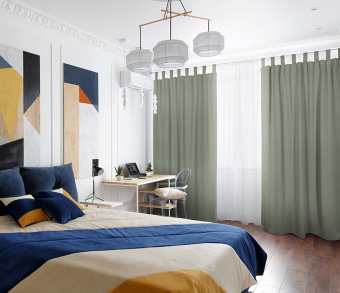 Шторы Премиум зеленые на петлях без липучек. Фото 1