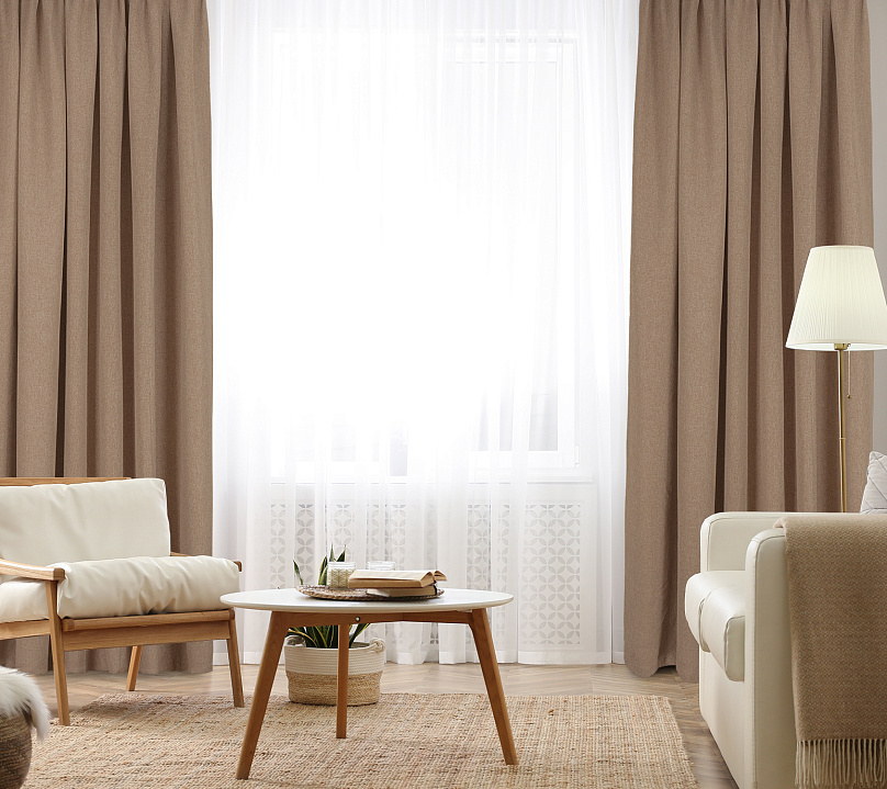 Штора Димаут Рогожка с креплением Кулиса с гребешком v07. Фото 2