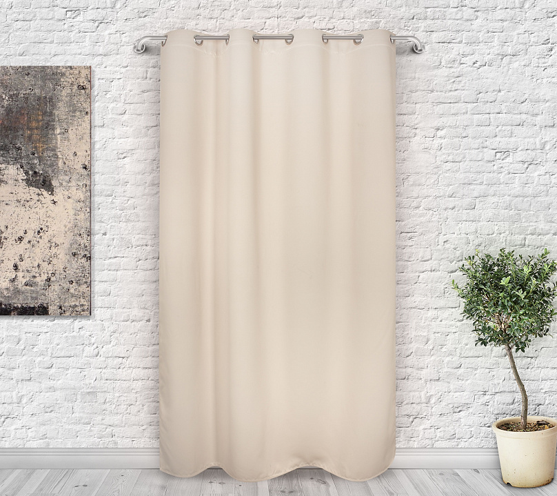 Шторы Премиум кремовые на люверсах. Фото 3