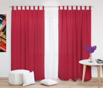 Шторы Стандарт красные на петлях без липучек. Фото 1