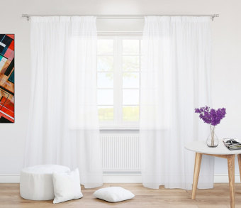 Вуаль однотонная белая на тесьме. Фото 2