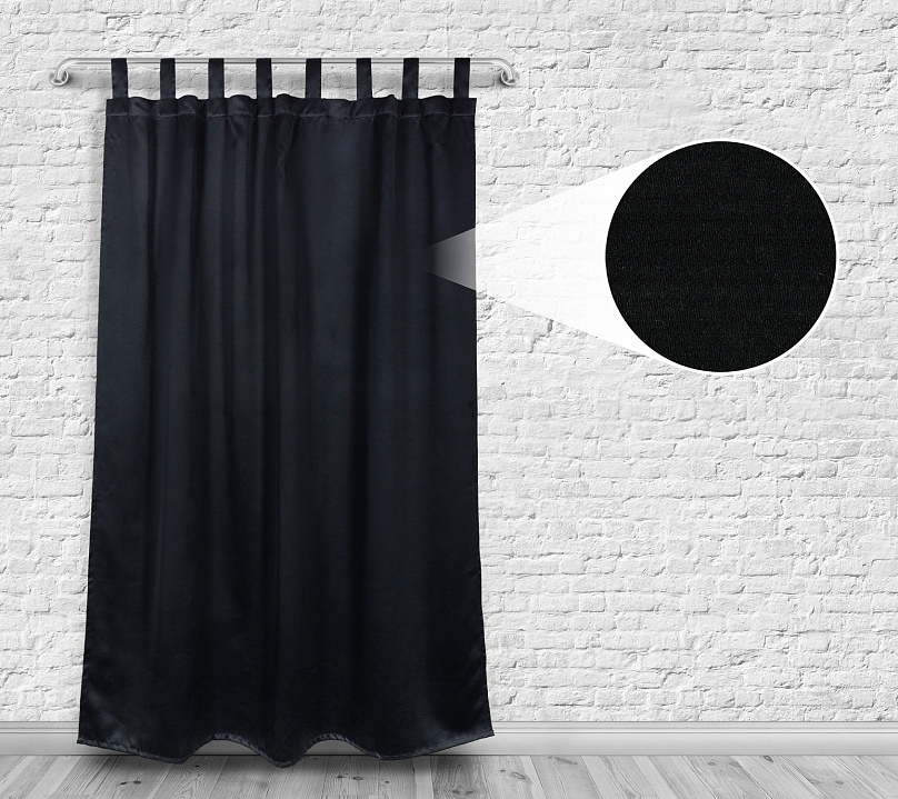 Шторы Премиум черные на петлях на липучках. Фото 4