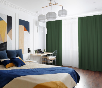 Шторы Премиум темно-зеленые на кулиске. Фото 1