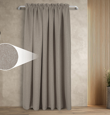 Штора Димаут Рогожка с креплением Кулиса с гребешком v09 блэкаут