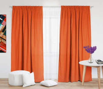Шторы Эконом оранжевые на тесьме. Фото 2