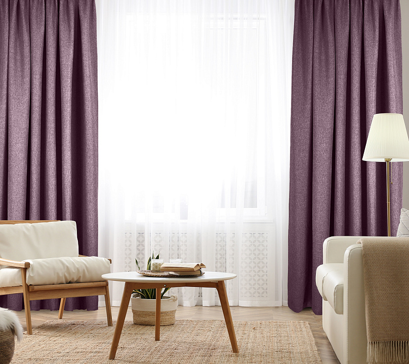 Штора Димаут Рогожка с креплением Шторная тесьма v24. Фото 2