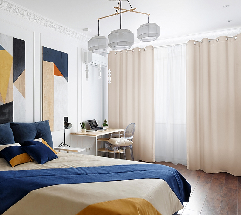 Шторы Премиум кремовые на люверсах. Фото 1