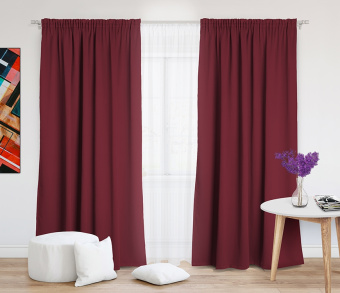 Шторы Премиум рубиновые на тесьме. Фото 2