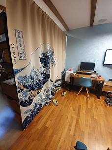 Штора премиум Волна японская картина для дома