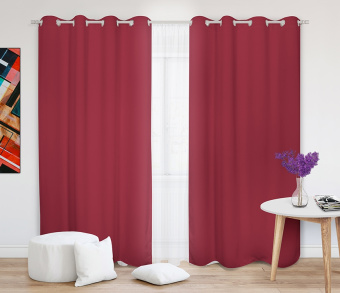 Шторы Премиум красные на люверсах. Фото 2