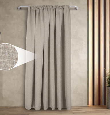 Штора Димаут Рогожка с креплением Шторная тесьма v08 блэкаут