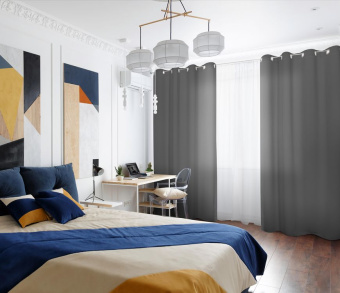 Шторы Стандарт серые на люверсах. Фото 2