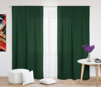 Шторы Стандарт зеленые на кулиске. Фото 1