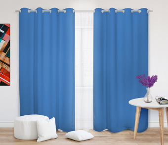 Шторы Премиум синие на люверсах. Фото 2